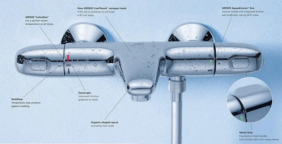 Baterie Grohe cada/dus termostat Grohtherm 1000 New,crom-34816003