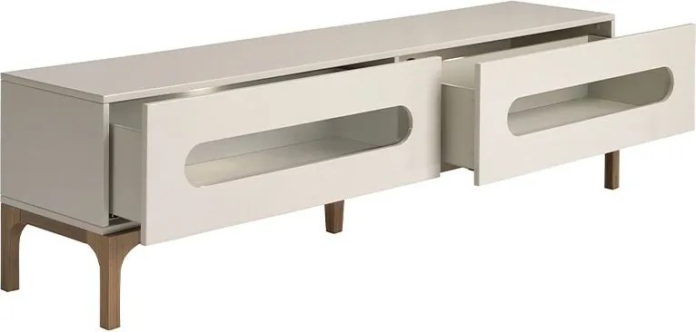 Comoda TV design modern cu iluminare interioara Gray and Walnut