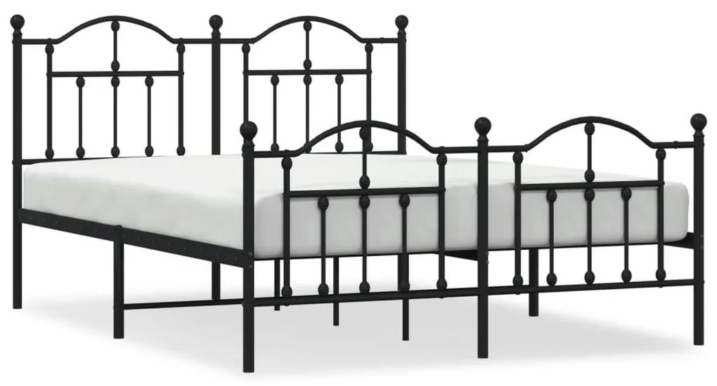 353458 vidaXL Cadru pat metalic cu tăblie de cap/picioare, negru, 140x200 cm