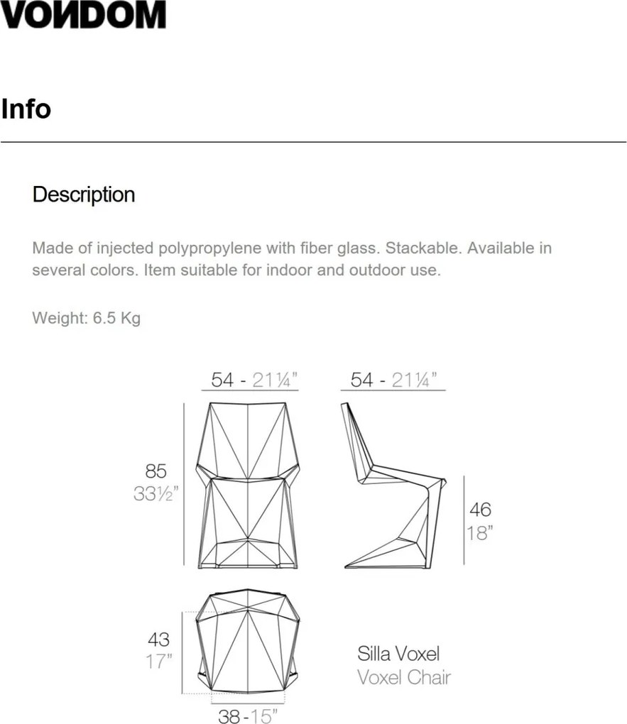 Set de 4 Scaune ultra-moderne de exterior / interior design premium VOXEL CHAIR 51033 Vondom