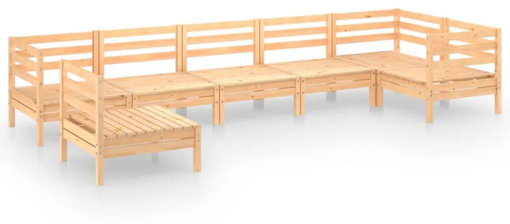 Set mobilier de gradina, 7 piese, lemn masiv de pin Maro, 1