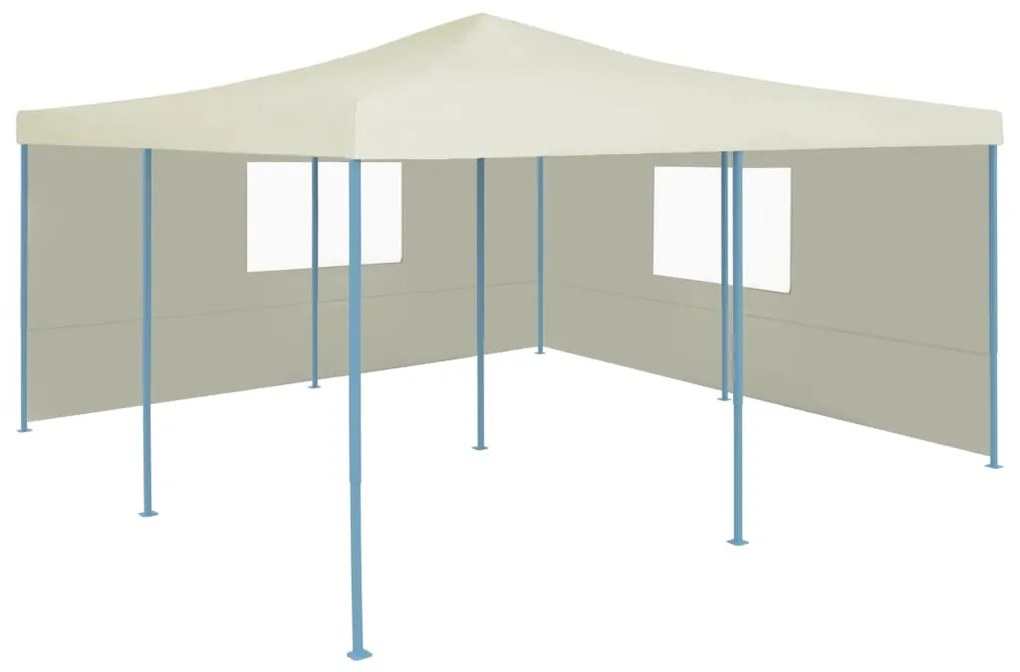vidaXL Pavilion pliabil cu 2 pereți laterali, crem, 5 x 5 m