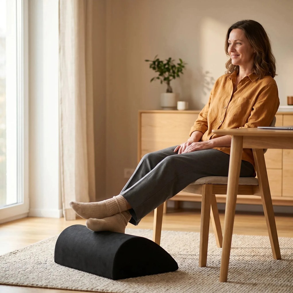 Perna/suport ortopedic pentru picioare ORTO 200 memory foam, husa catifea, Negru