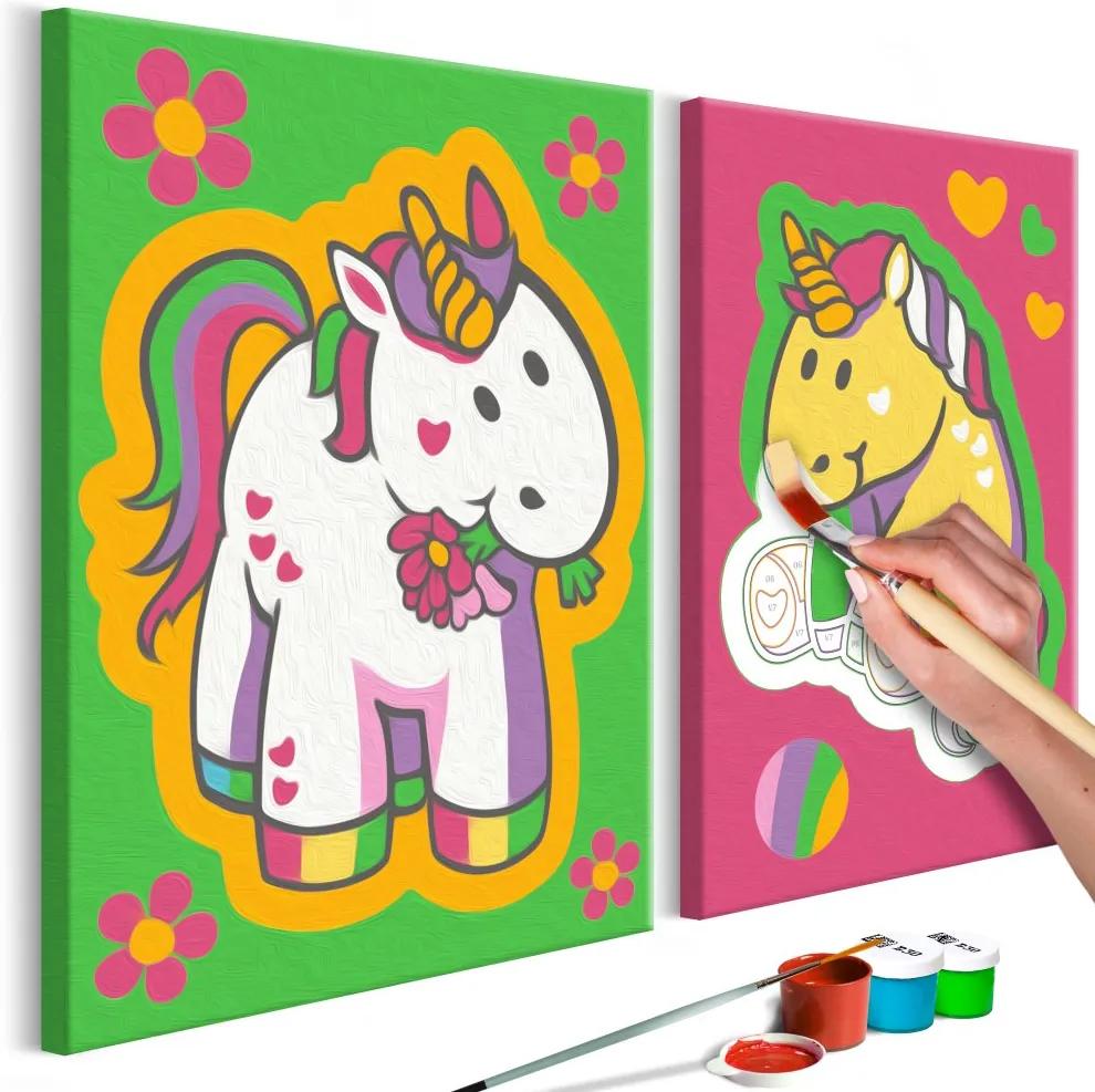 Bimago Pictura pe numere - Unicorns (Green & Pink)