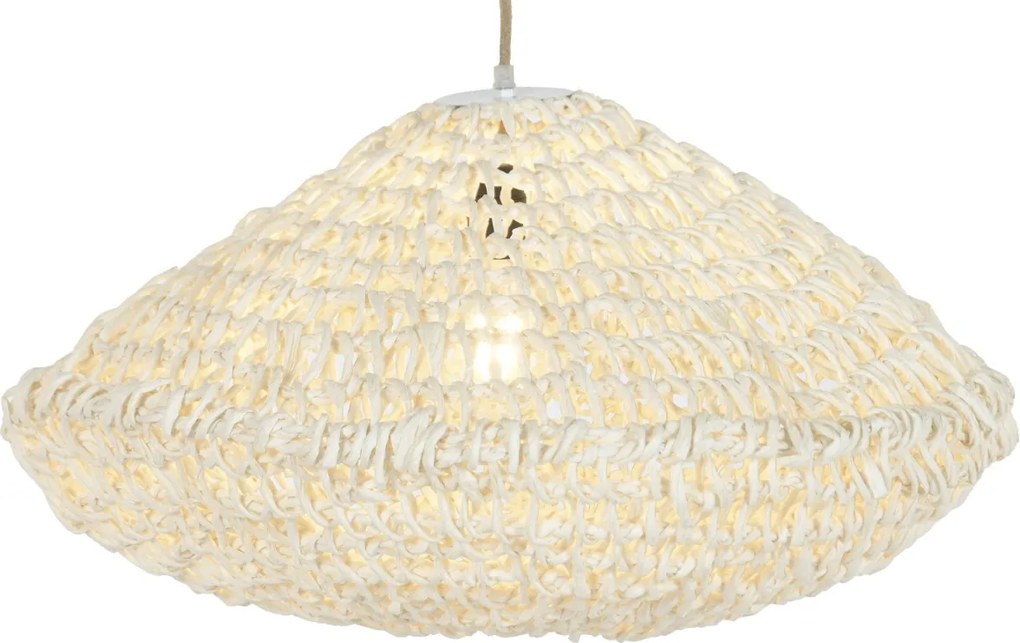 Lustră suspendată din fibre naturale împletite, natur, 35 x 65 cm, „Conches”