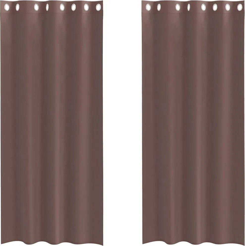 vidaXL Perdele Voile cu Oelii 2 buc Maro 140x245 cm
