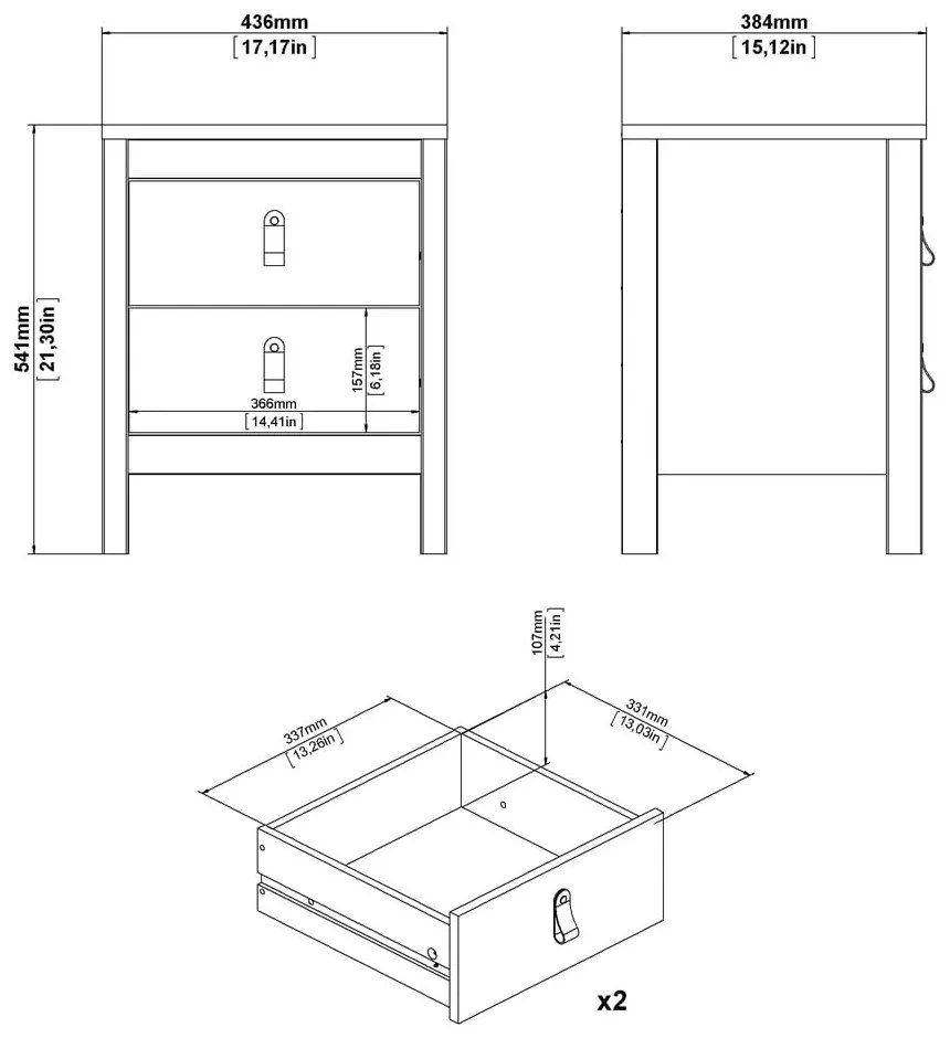 Noptieră albă Madrid - Tvilum