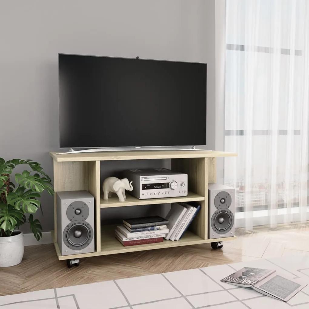 800192 vidaXL Comodă TV cu rotile, stejar Sonoma, 80 x 40 x 40 cm, PAL