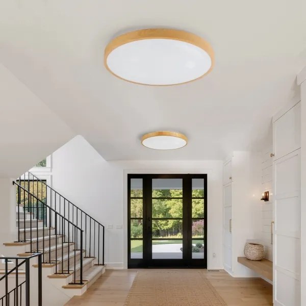 Corp de iluminat LED dimabil Brilagi-LED GLASS POOL DOUBLE, 80W, 230V, 60 cm, finisaj decor lemn + telecomandă