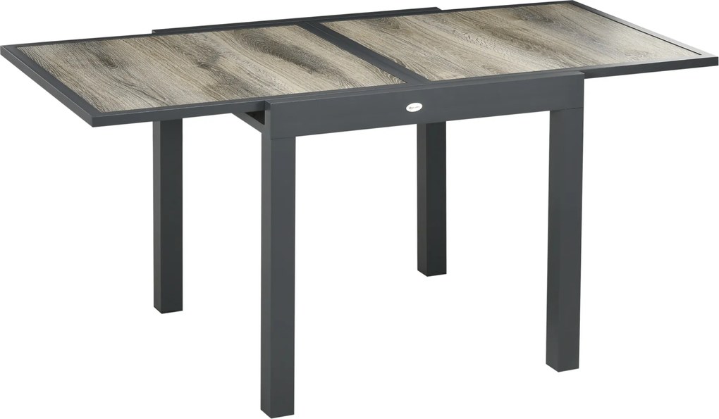 Outsunny Masă de Grădină Extensibilă 80/160x80x75 cm, Masă de Dining pentru 6 Persoane Dreptunghiulară din Aluminiu cu Blat din Plastic, pentru Terasă, Balcon și Exterior, Bej | Aosom Romania