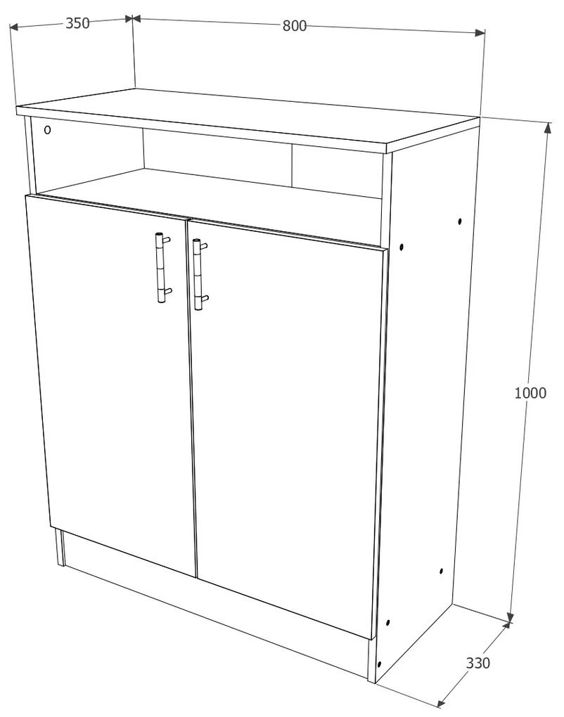 Comoda haaus Atena, 2 Usi, Wenge/Stejar Ferrara, 80 x 35 x 100 cm