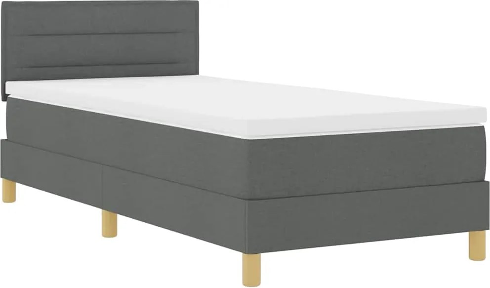 vidaXL Pat cu arc LED cu saltea cu led Gri închis 90 x 190 cm țesătură