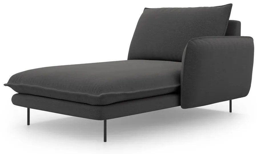 Șezlong divan cu cotieră pe partea dreaptă Cosmopolitan Design Vienna, gri închis