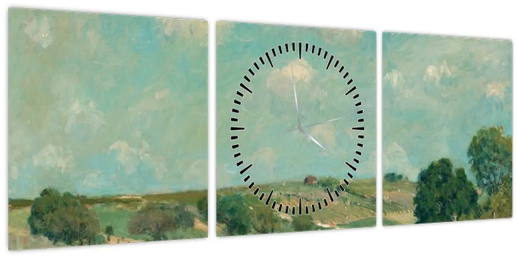 Tablou - Alfred Sisley,  Meadow, reproducere (cu ceas) (90x30 cm)