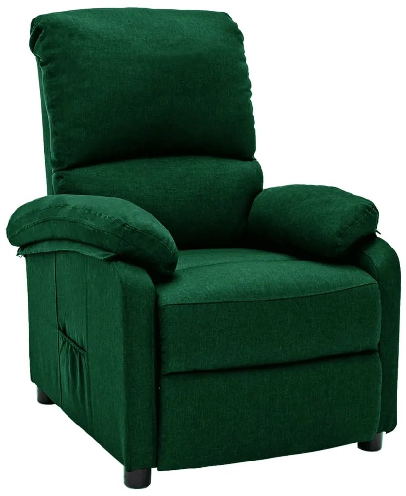 324075 vidaXL Fotoliu rabatabil, verde închis, material textil