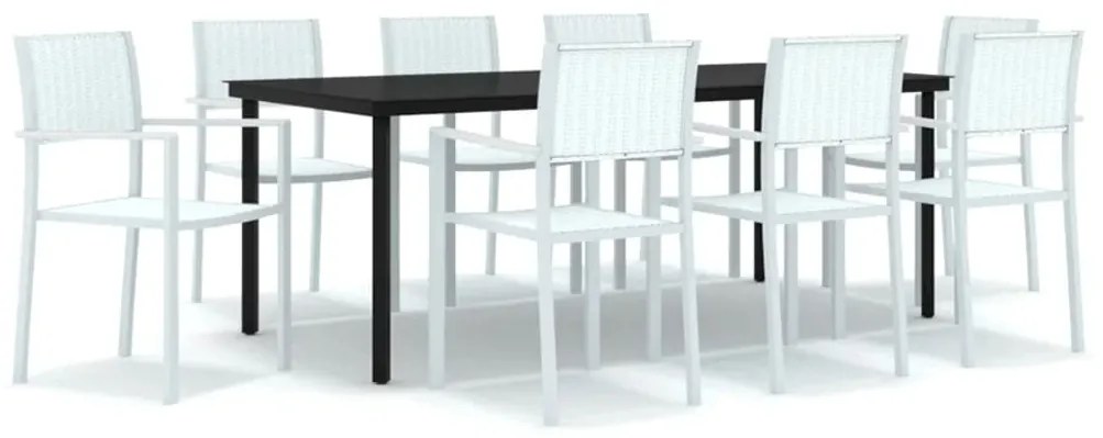 3099262 vidaXL Set mobilier pentru grădină, alb, 9 piese