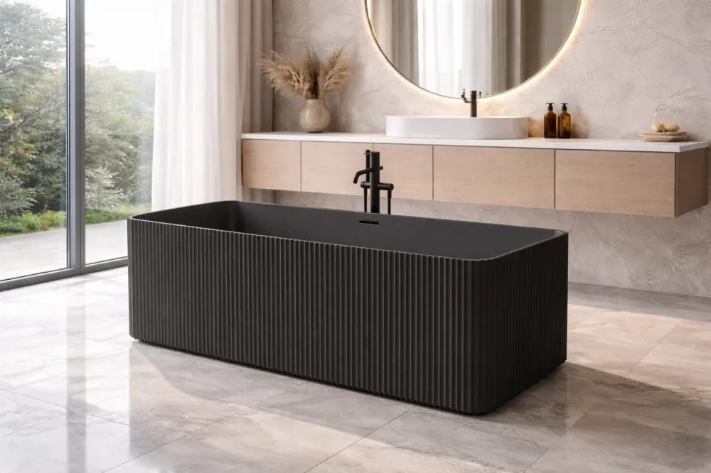 Cada acril freestanding Linea Pure, Negru, 170 cm, 5040