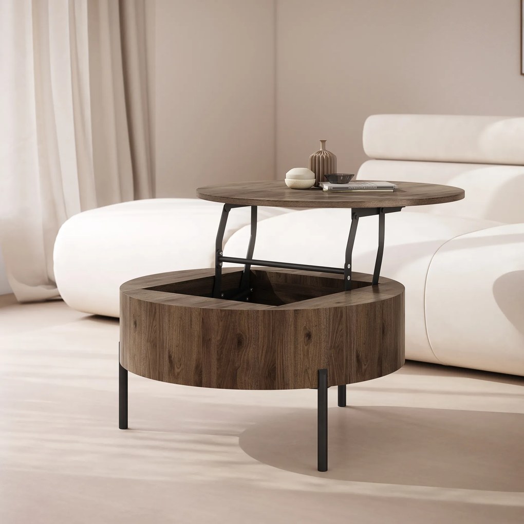 Mazzoni FRIDA Nuc Elegant – MĂSUȚĂ DE CAFEA MODERNĂ CU BLAT RABATABIL ȘI SPAȚIU DE DEPOZITARE