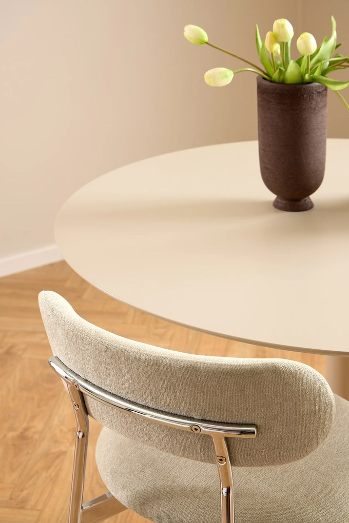 MAZZONI EXPORT KORFU Bej (Cașmir) - MASĂ ROTUNDĂ 110 cm PENTRU BUCĂTĂRIE DINING LIVING FURNIR