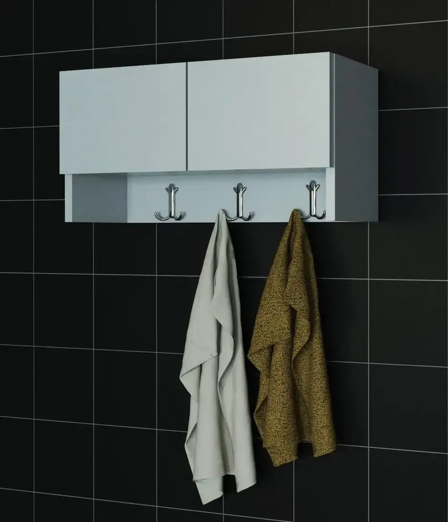 Corp suspendat baie cu 3 agatatori Blanca Homs, 60 x 30 x 19.6 cm, alb