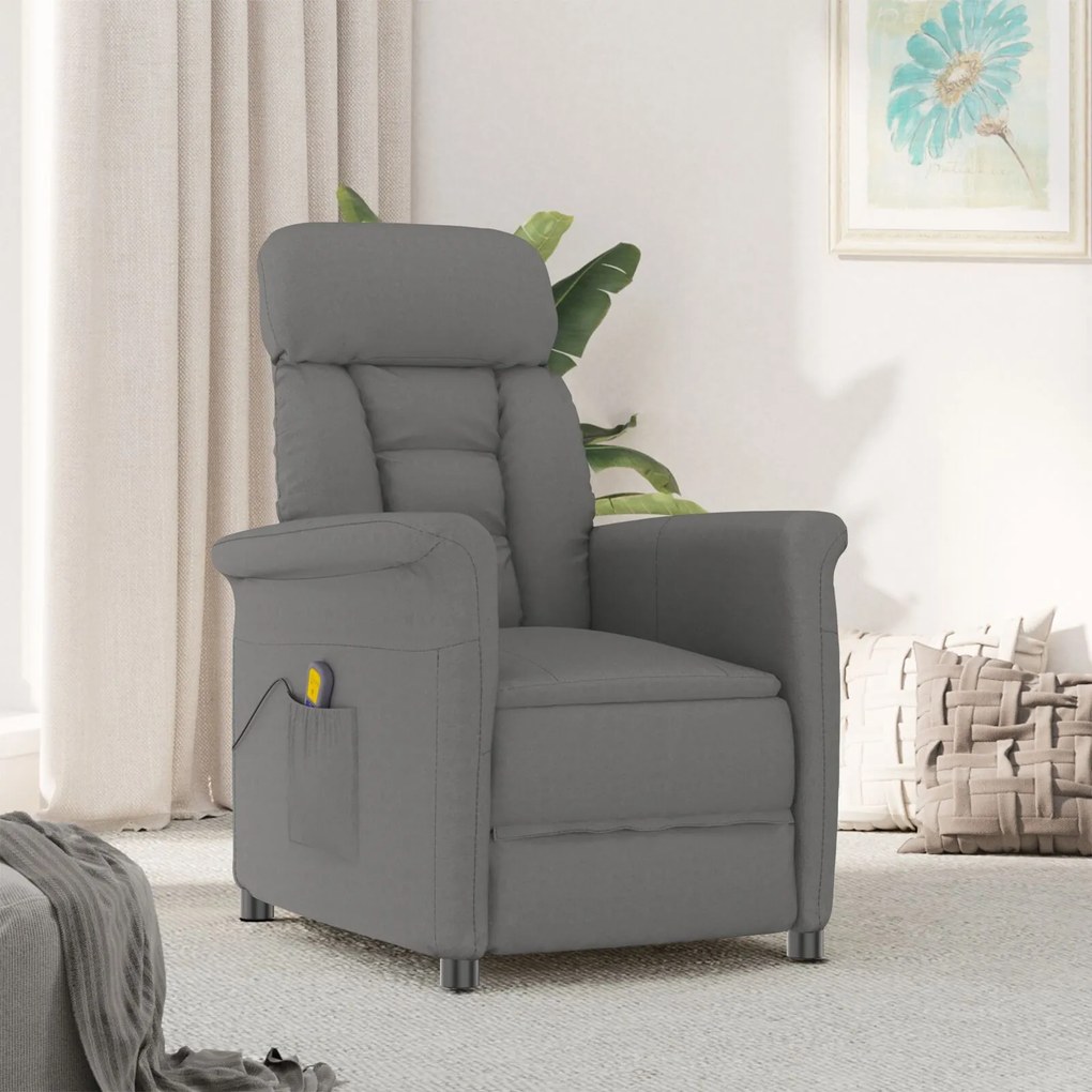 vidaXL Scaun de masaj Gri închis 70.5 x 96.5 x 95 cm Poliester