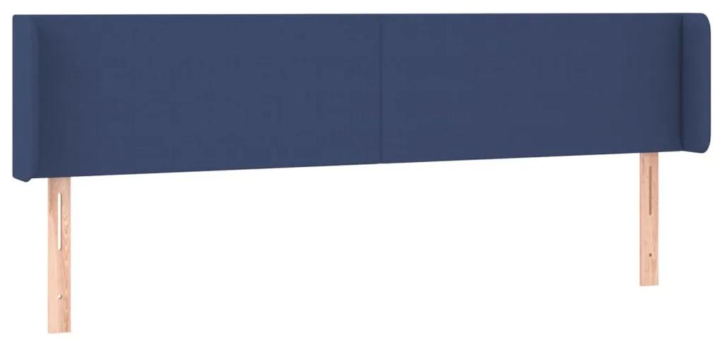 3118516 vidaXL Tăblie de pat cu aripioare, albastru, 203x16x78/88 cm textil