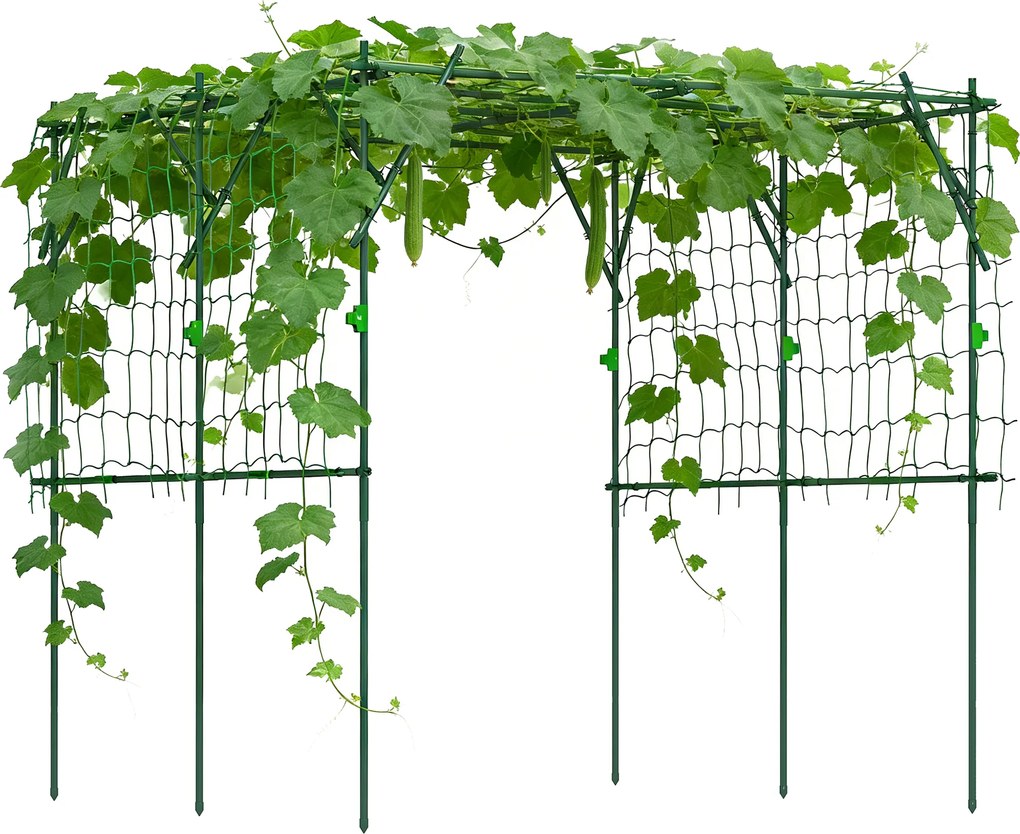 Outsunny Grilaj din oțel de introdus rezistent la rugină suport pentru plante cățărătoare spalier 223 x 223 x 223 cm arcadă pentru trandafiri Verde | Aosom Romania