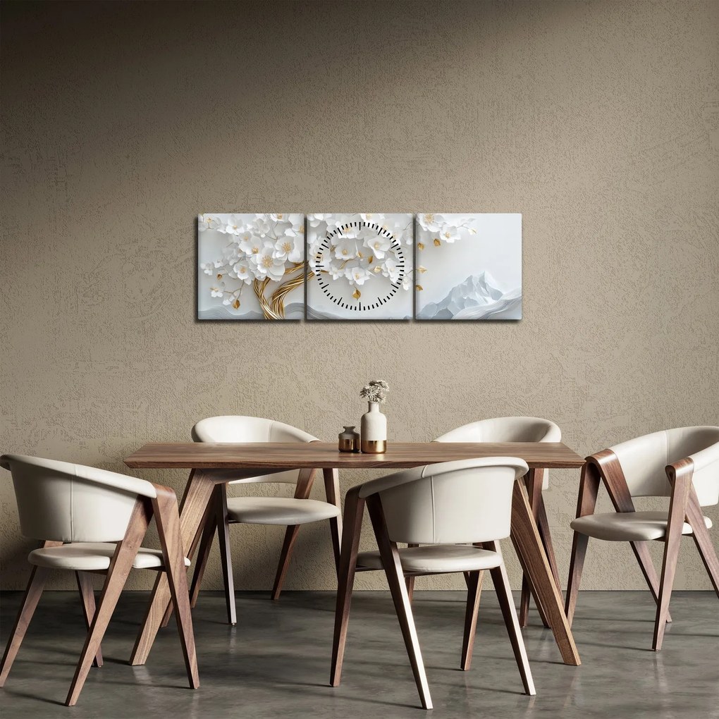 Tablou – Arborele vieții 3D elegant (cu ceas) (90x30 cm)