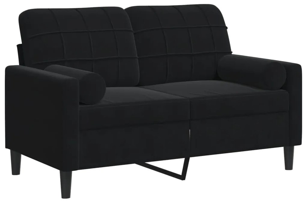 3278214 vidaXL Canapea cu 2 locuri cu pernuțe, negru, 120 cm, catifea