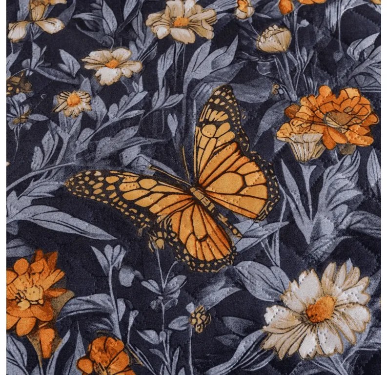 Cuvertura de pat BUTTERFLY GARDEN albastru-gri Dimensiune: 170 x 210 cm