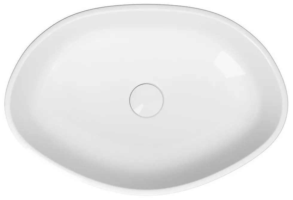 Lavoar pe blat alb 50 cm, oval, cu ventil ceramic inclus, Cersanit City