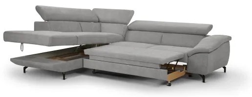 Canapea colțar extensibilă cu spațiu depozitare BRESCIA stânga gri