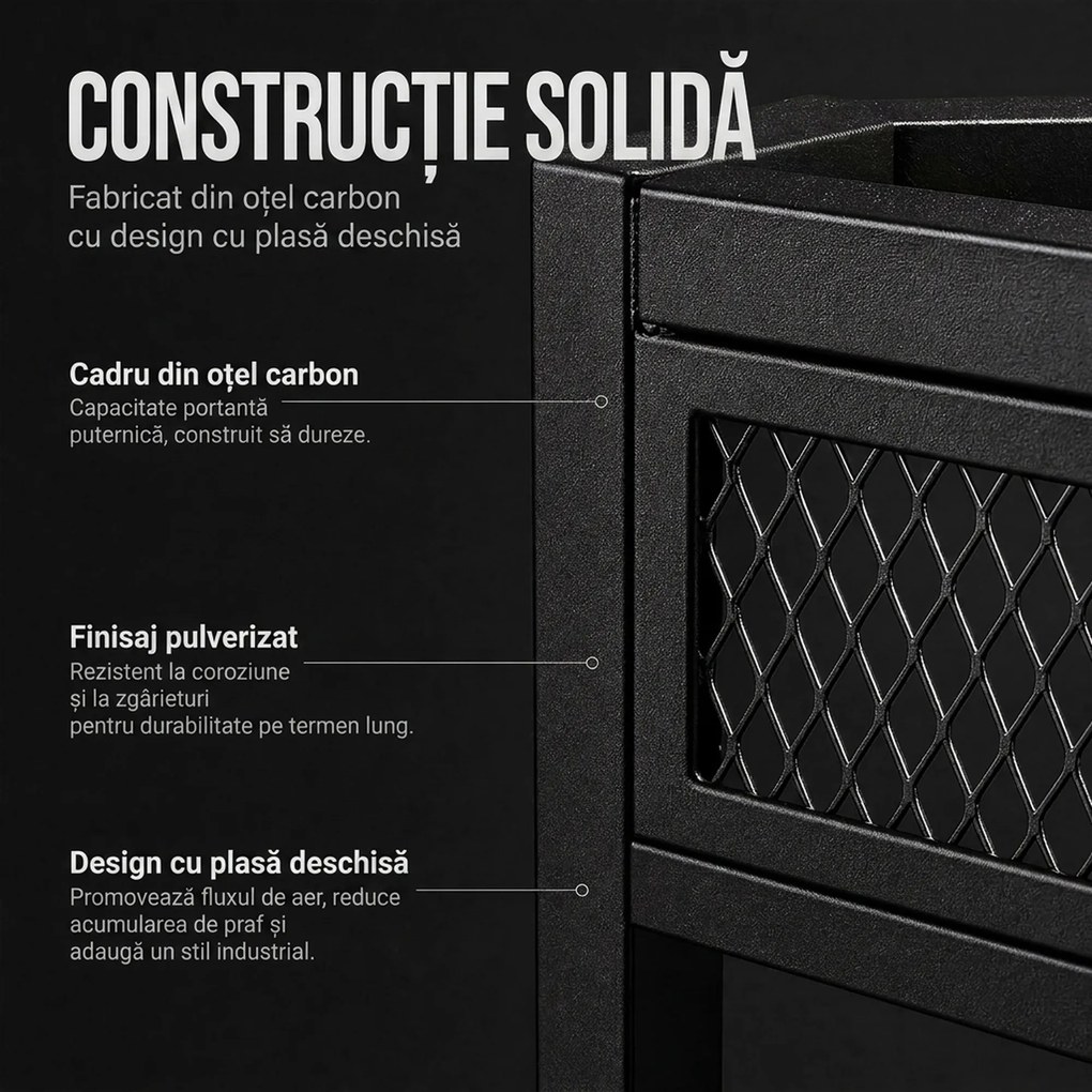 HOMCOM Suport de perete pentru vin cu LED, stil industrial, metal negru | Aosom Romania