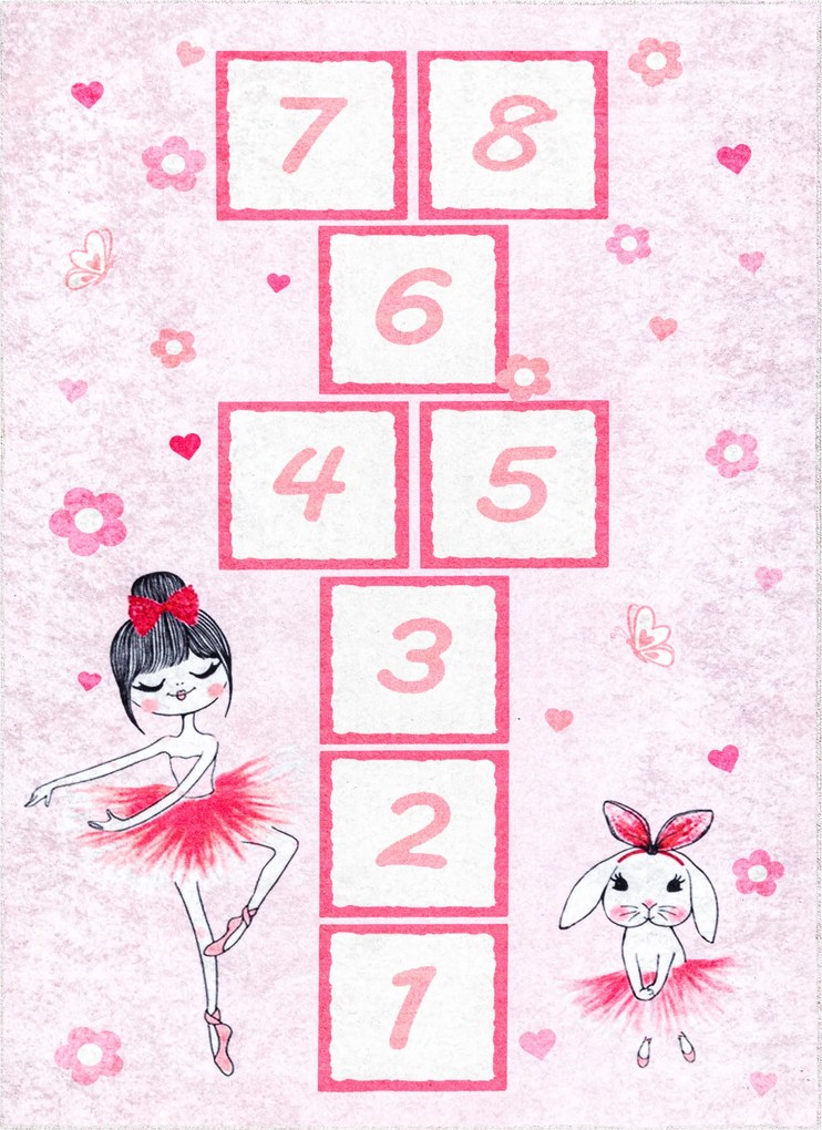 JUNIOR 51828.802 covor lavabil hopscotch, balerină pentru copii anti-alunecare - roz - SECUNDAR-COTATI PRODUSUL