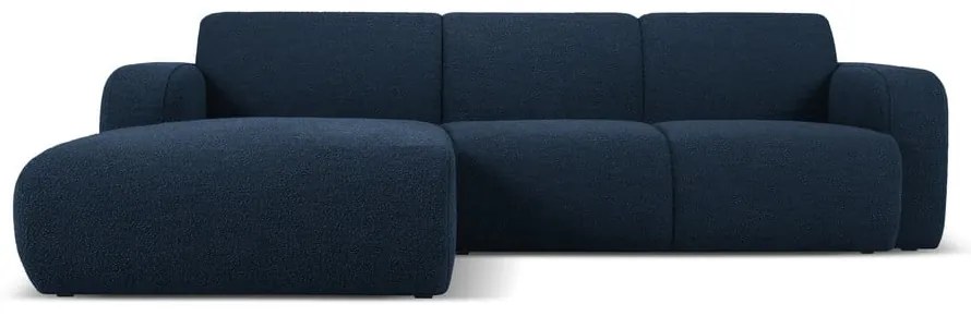 Colțar albastru închis cu tapițerie din stofă bouclé (colț stânga) Molino – Micadoni Home