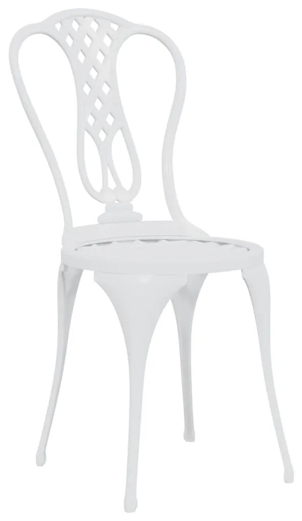 Set mobilier bistro, 3 piese, alb, aluminiu turnat Alb, 1