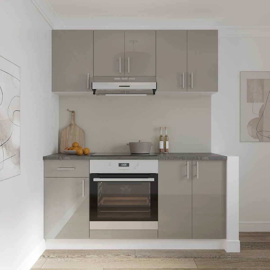 Set haaus V6, Gri Lucios/Alb, MDF, Blat Thermo 28 mm, L 160 cm