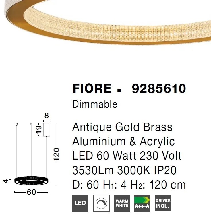 Lustra LED dimabila, design modern FIORE, 60cm