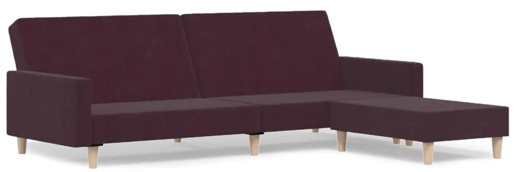 3080488 vidaXL Canapea extensibilă cu 2 locuri și taburet, violet, textil