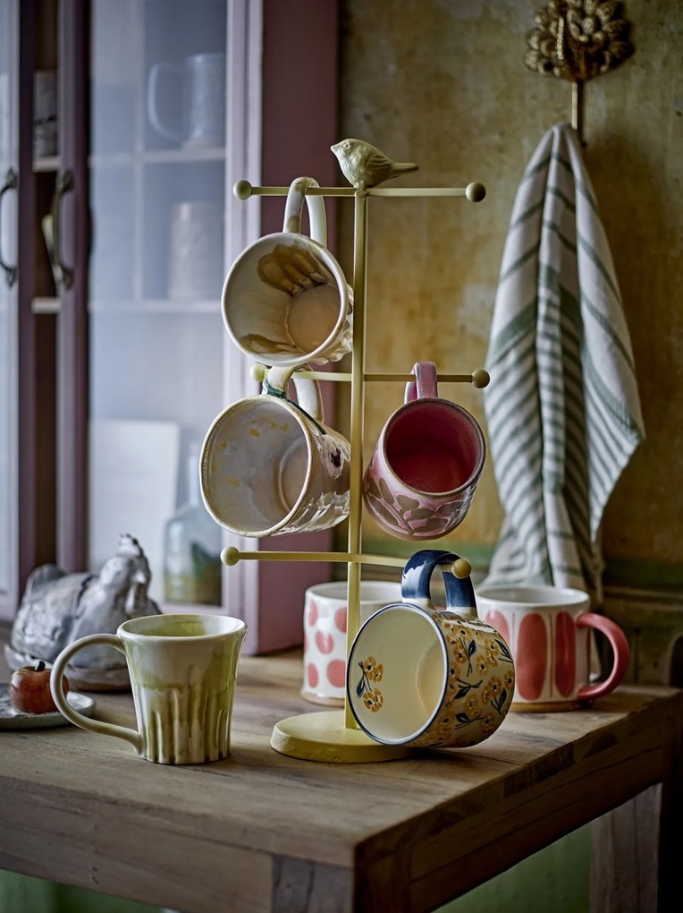 Set de 3 căni vintage din ceramică multicolor, 8x9 cm, „Kayce"