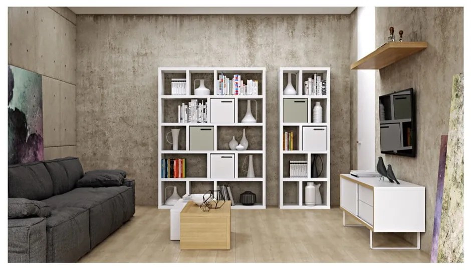 Bibliotecă albă 150x198 cm Berlin – TemaHome