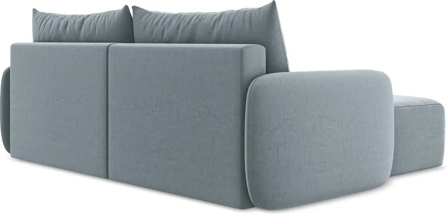 Colțar albastru extensibil/cu spațiu de depozitare cu tapițerie din catifea (cu colț pe partea stângă/cu șezlong) Kalena – Makamii