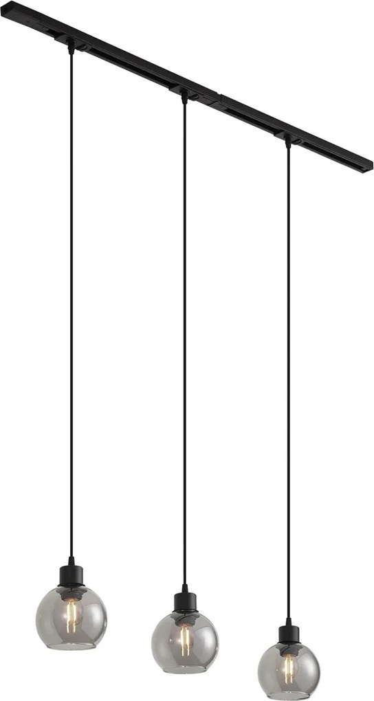 Modern railsysteem zwart met 3 hanglampen 1-fase - Iconic Lava