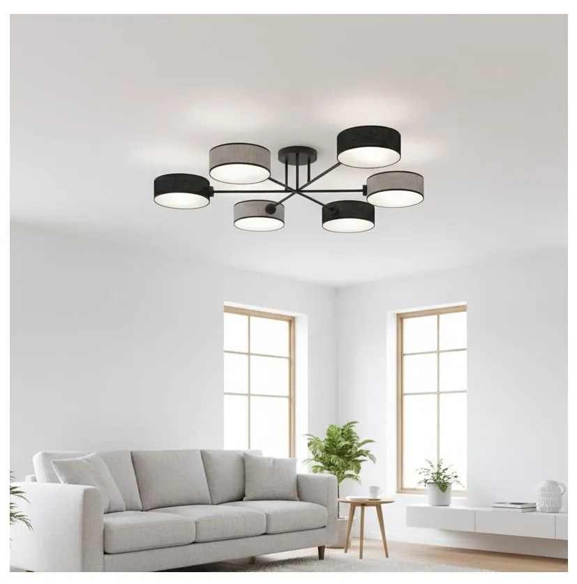 Lustru aplicat MAGA 6xE14/10W/230V negru/gri