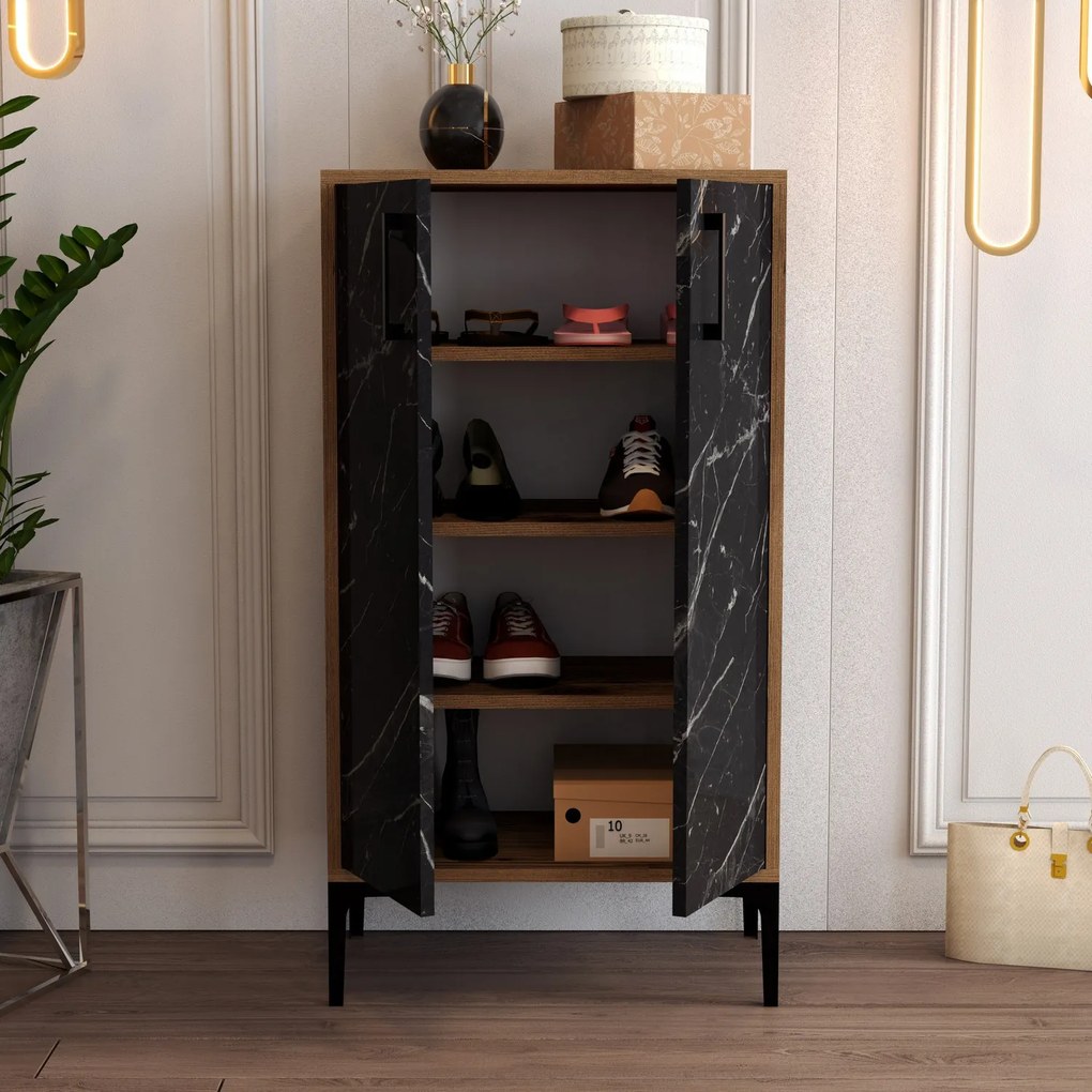 Dulap pentru pantofi Praga 1 (nuc + negru). 1063287