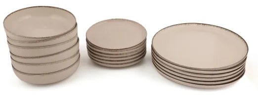 Set de veselă din porțelan, 18 piese, bej