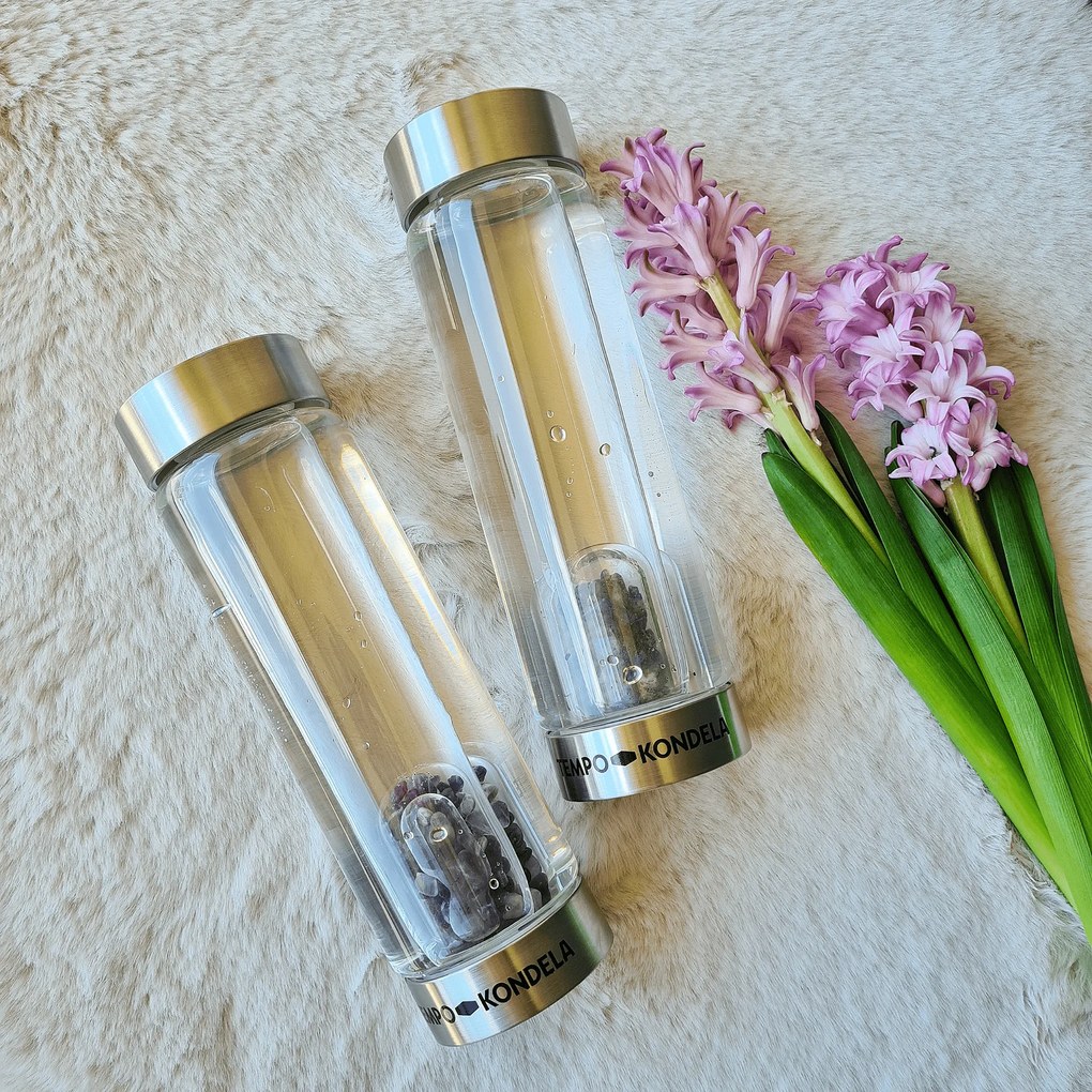 TEMPO-KONDELA CRYSTAL, flacon de sticlă cu cristale violet, 500 ml