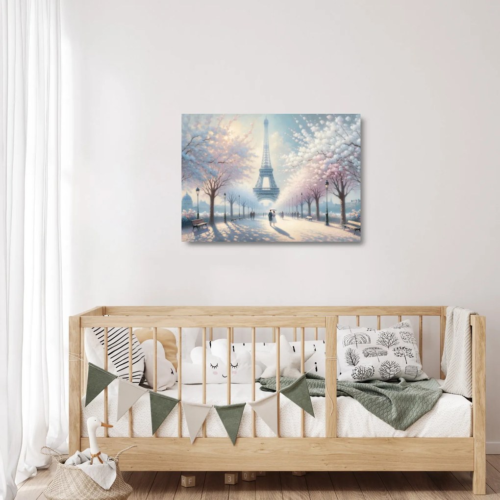Tablou pe sticlă - Pictură din Paris (70x50 cm)
