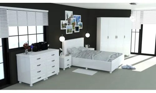 Dormitor Dynasty Alb cu pat 160x200 cm
