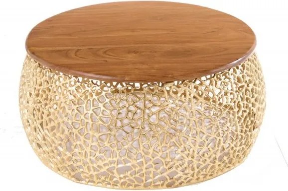 Masuta cu aspect deosebit Leaf 80cm, auriu